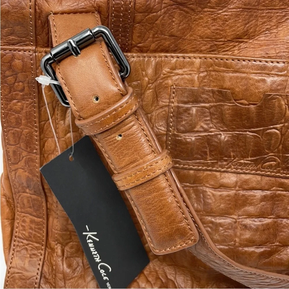Kenneth Cole New York Brown Leather Messenger Bag Cognac
